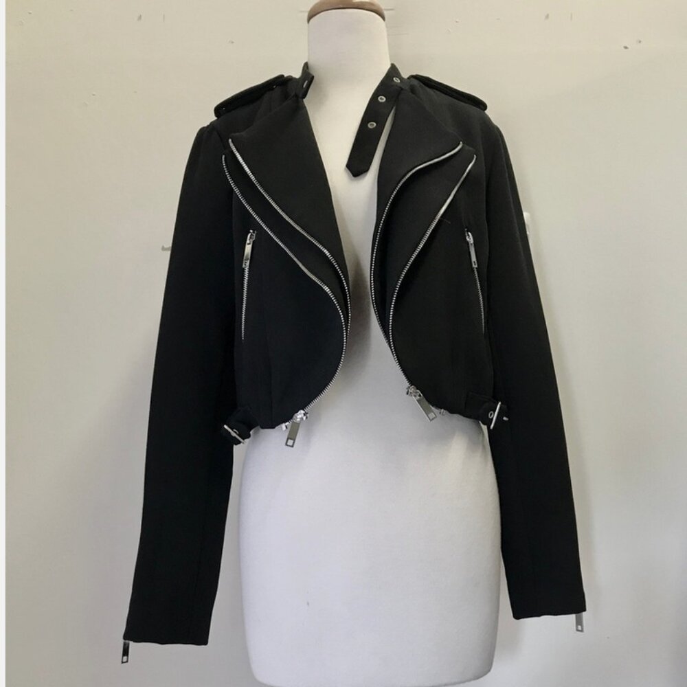 NWOT Philosophy Republic Clothing Moto Open Front Multi Zipper Jacket